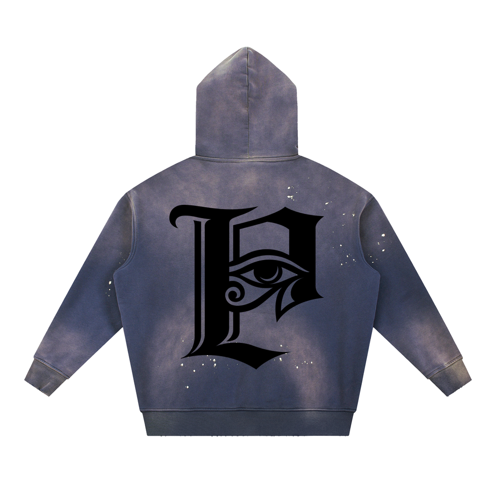 Vintage Washed Frayed Fleece Hoodie