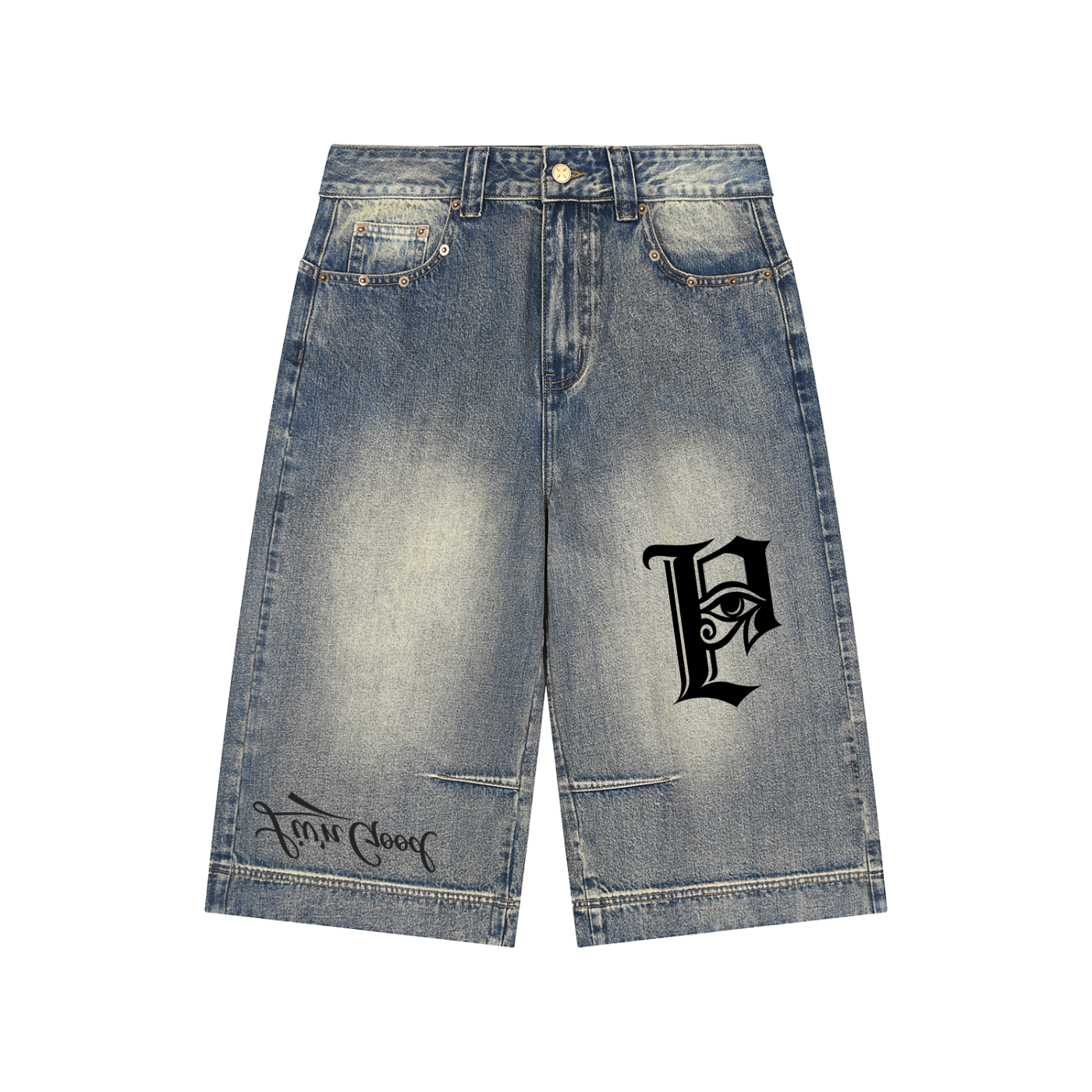 Vintage Wash Baggy Denim Shorts