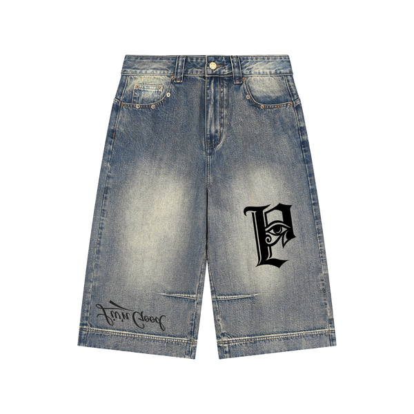 Vintage Wash Baggy Denim Shorts