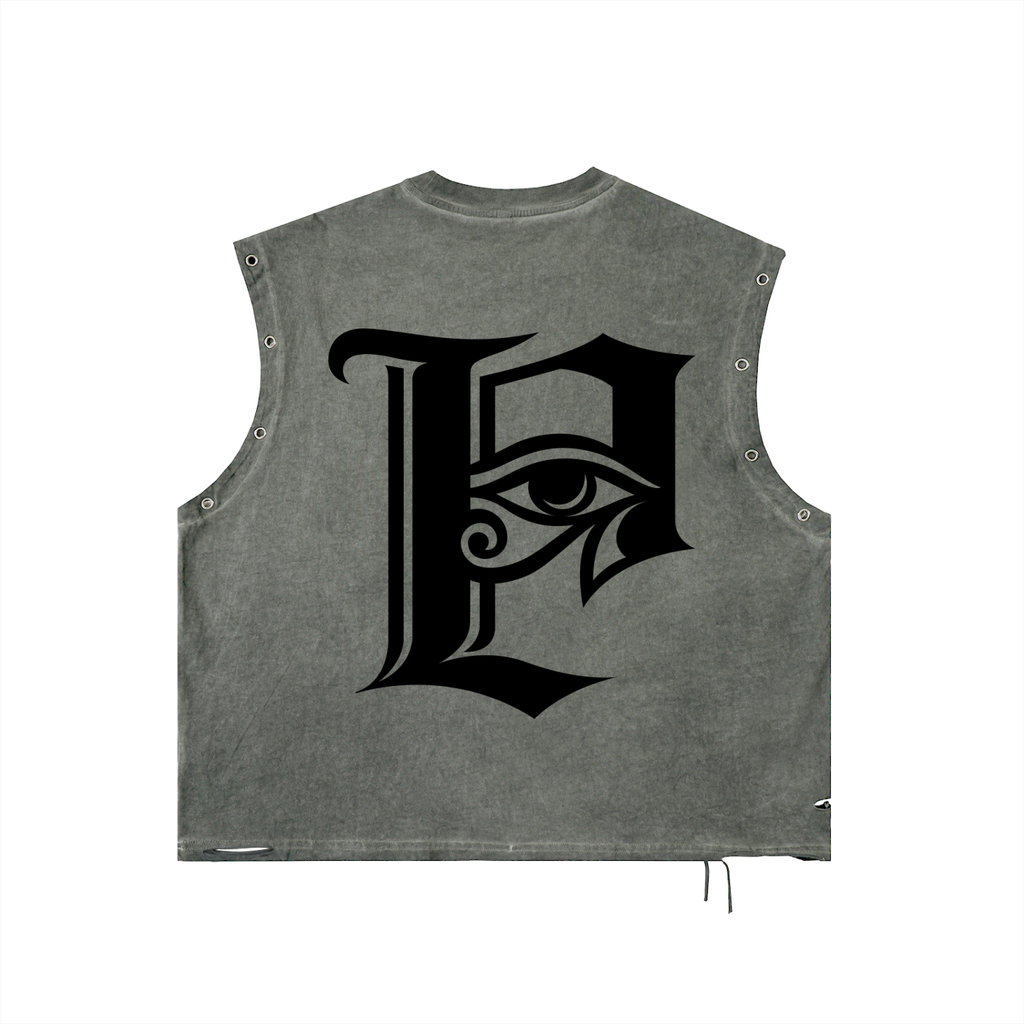 Distressed Grommet Eyelet Tank Top