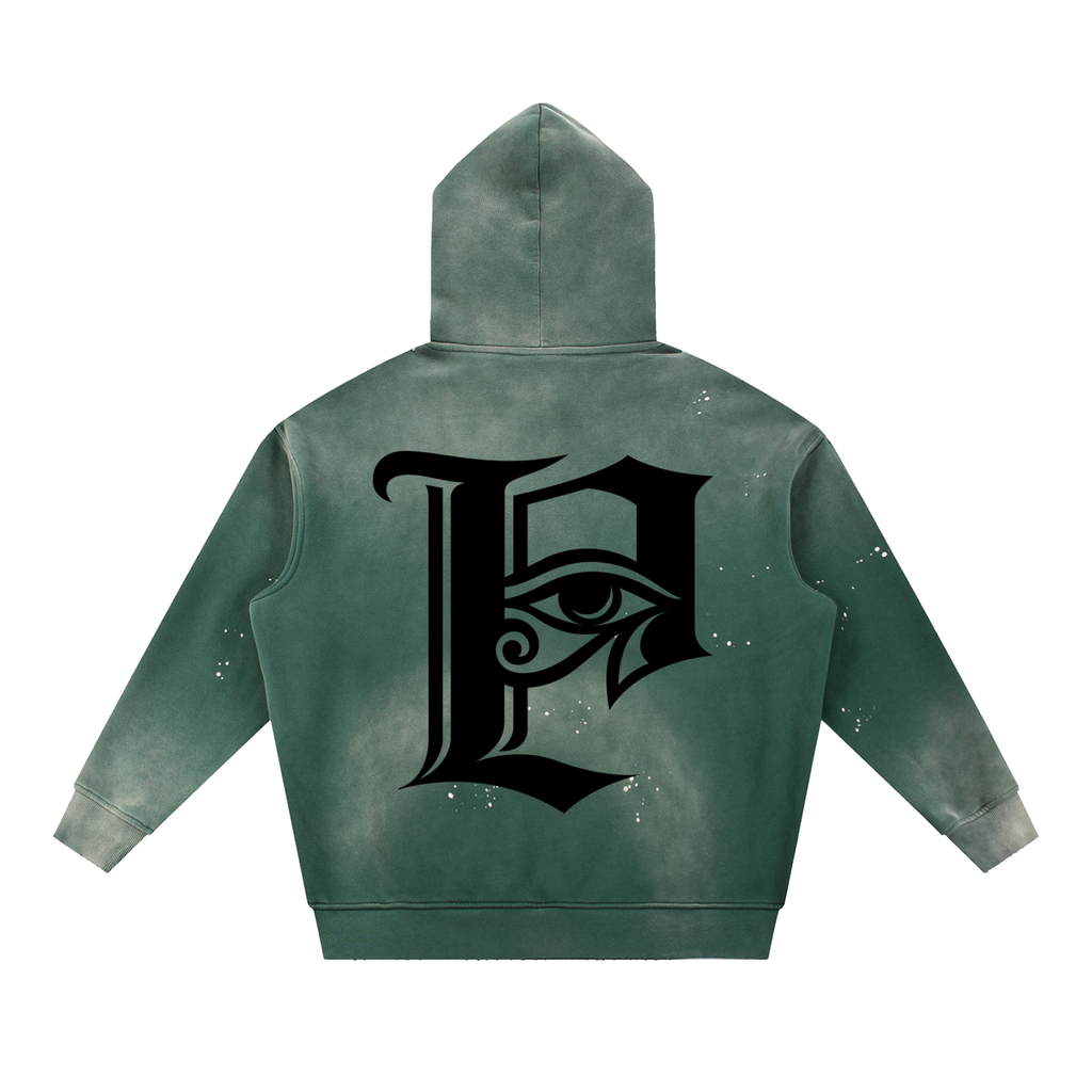 Vintage Washed Frayed Fleece Hoodie